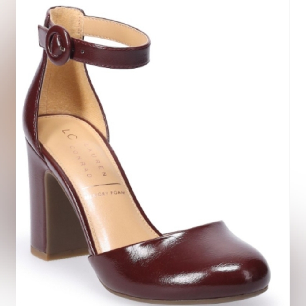 L C Lauren Conrad Women's Hydrangea 2 High Heels   Size 8  Wine.    NWT